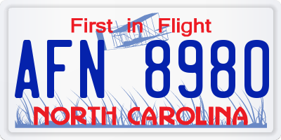 NC license plate AFN8980