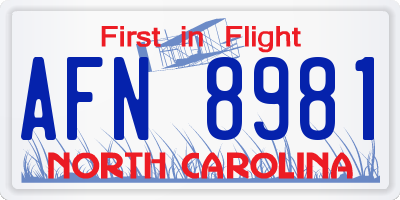 NC license plate AFN8981