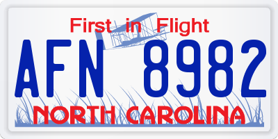 NC license plate AFN8982