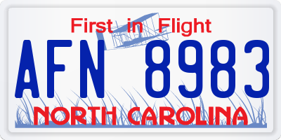 NC license plate AFN8983