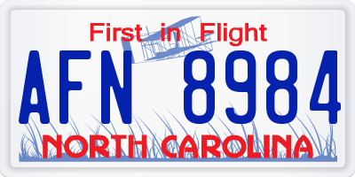 NC license plate AFN8984