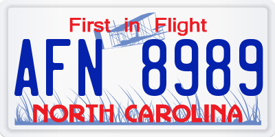 NC license plate AFN8989