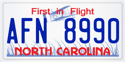 NC license plate AFN8990