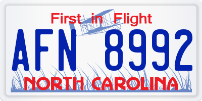 NC license plate AFN8992