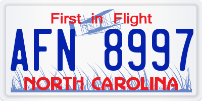 NC license plate AFN8997