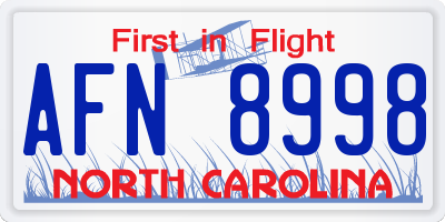 NC license plate AFN8998
