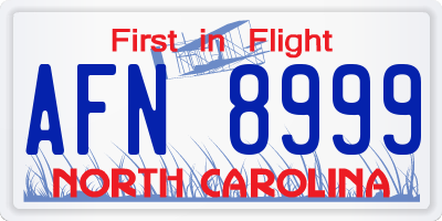 NC license plate AFN8999