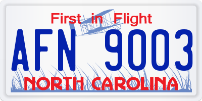 NC license plate AFN9003