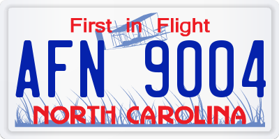 NC license plate AFN9004