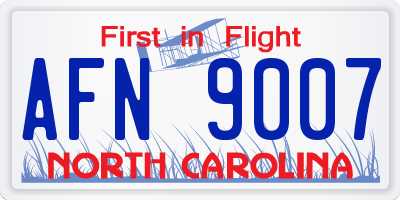 NC license plate AFN9007