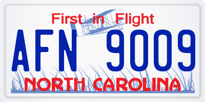 NC license plate AFN9009