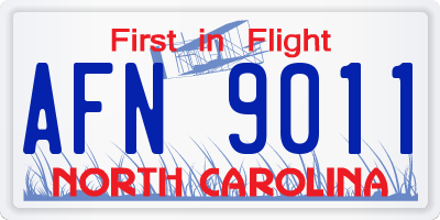 NC license plate AFN9011