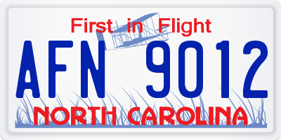 NC license plate AFN9012