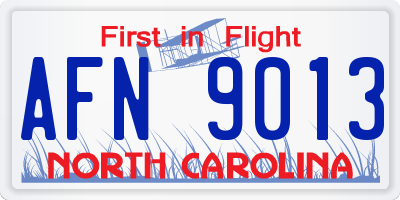 NC license plate AFN9013