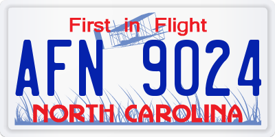 NC license plate AFN9024