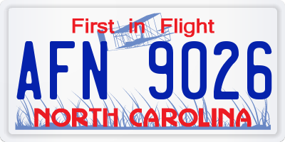NC license plate AFN9026