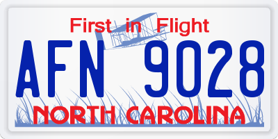 NC license plate AFN9028