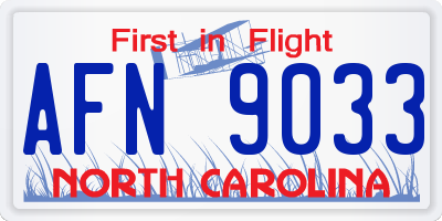 NC license plate AFN9033