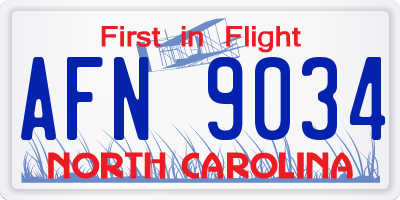 NC license plate AFN9034