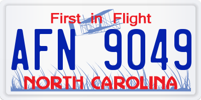 NC license plate AFN9049