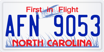 NC license plate AFN9053