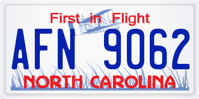 NC license plate AFN9062