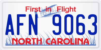 NC license plate AFN9063