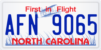 NC license plate AFN9065