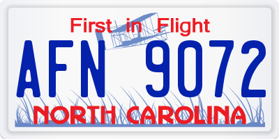 NC license plate AFN9072