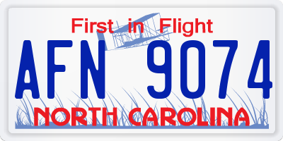 NC license plate AFN9074