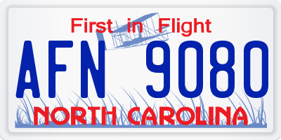 NC license plate AFN9080
