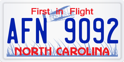 NC license plate AFN9092