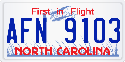 NC license plate AFN9103