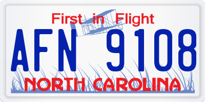 NC license plate AFN9108