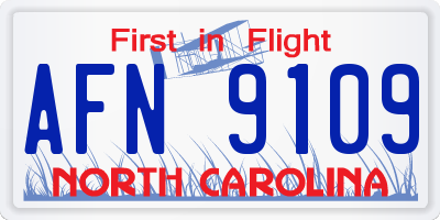 NC license plate AFN9109