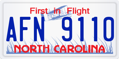 NC license plate AFN9110