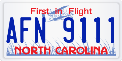 NC license plate AFN9111