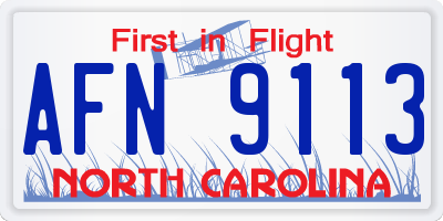 NC license plate AFN9113