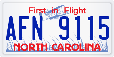 NC license plate AFN9115