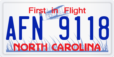 NC license plate AFN9118