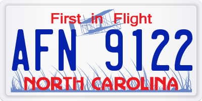 NC license plate AFN9122