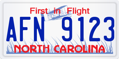 NC license plate AFN9123