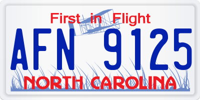 NC license plate AFN9125