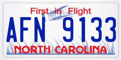 NC license plate AFN9133