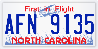 NC license plate AFN9135
