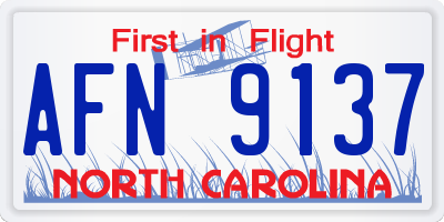 NC license plate AFN9137