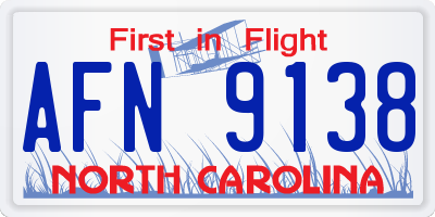 NC license plate AFN9138