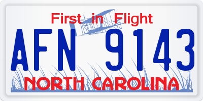 NC license plate AFN9143
