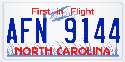 NC license plate AFN9144