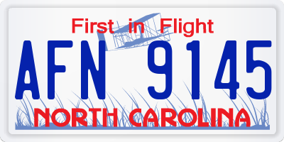 NC license plate AFN9145